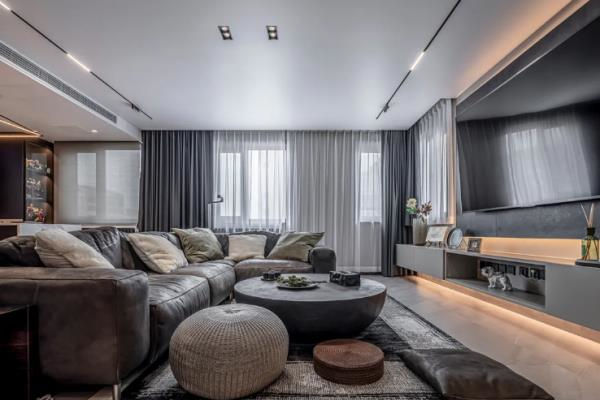 现代风格复式楼装修，运用极致的灰色！